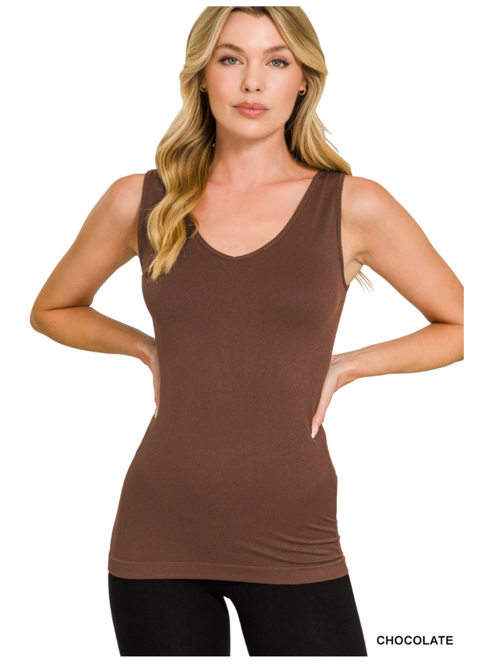 ZF6–(🚨14 COLORS) U OR V NECK 2-WAY SEAMLESS TANK TOP